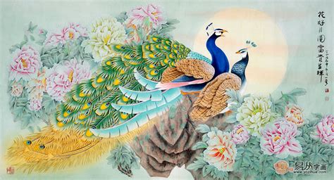 國(guó)畫(huà)牡丹孔雀圖片,國(guó)畫(huà)牡丹孔雀圖片大全大圖縮略圖
