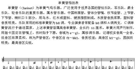 單簧管指法表,單簧管指法表高清大圖縮略圖