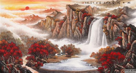 山水畫圖片大全招財,山水畫圖片大全招財微信頭像縮略圖