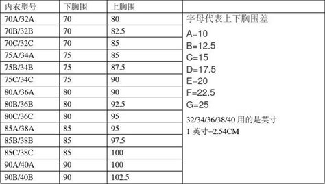 內衣尺寸對照表(女性內衣尺寸對照表)縮略圖